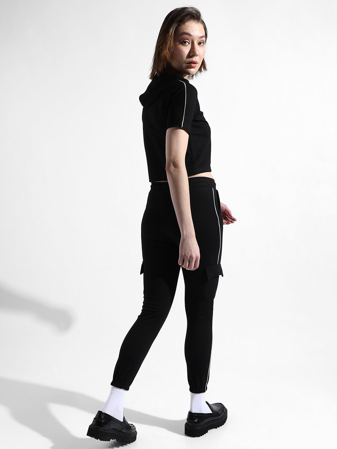 Women Black Utility Co-Ord Set