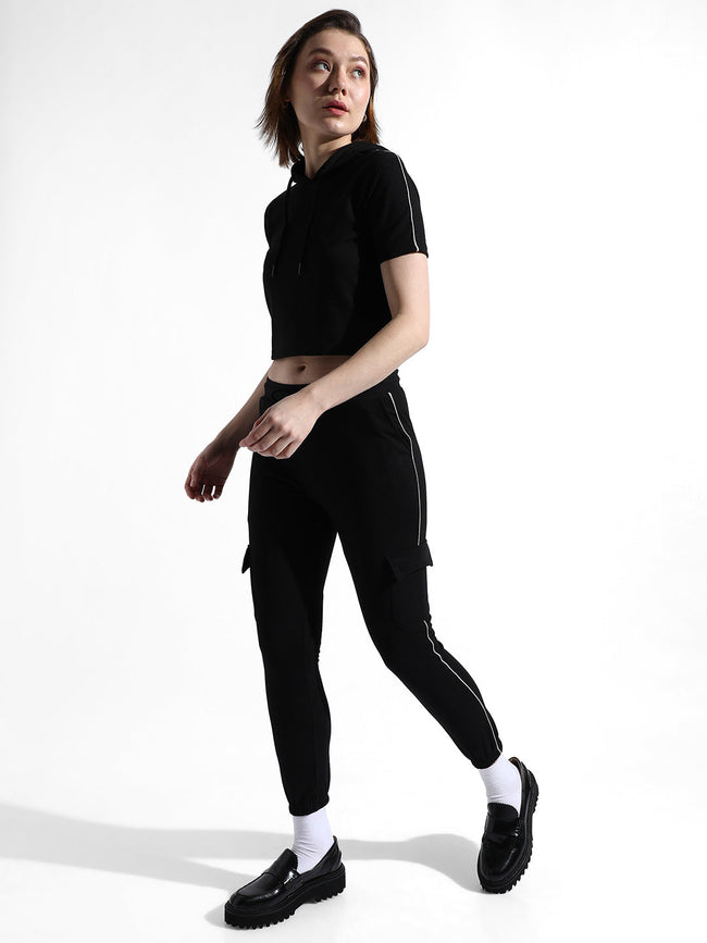 Women Black Utility Co-Ord Set