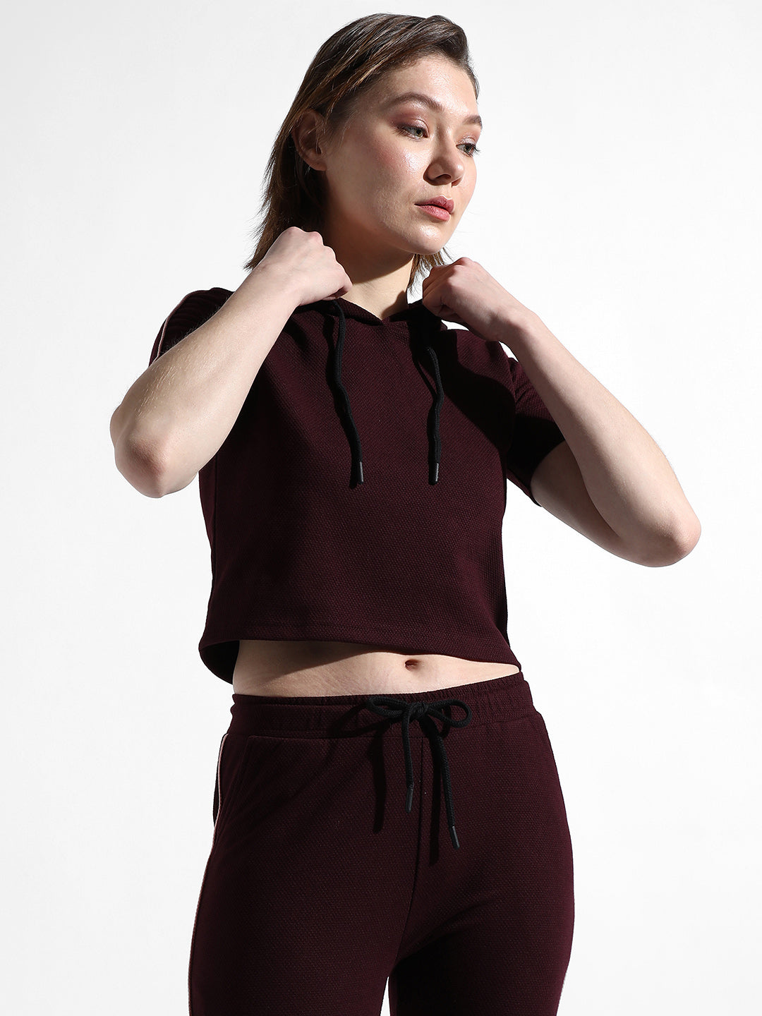 Women Red Contrast Piping Co-Ord Set