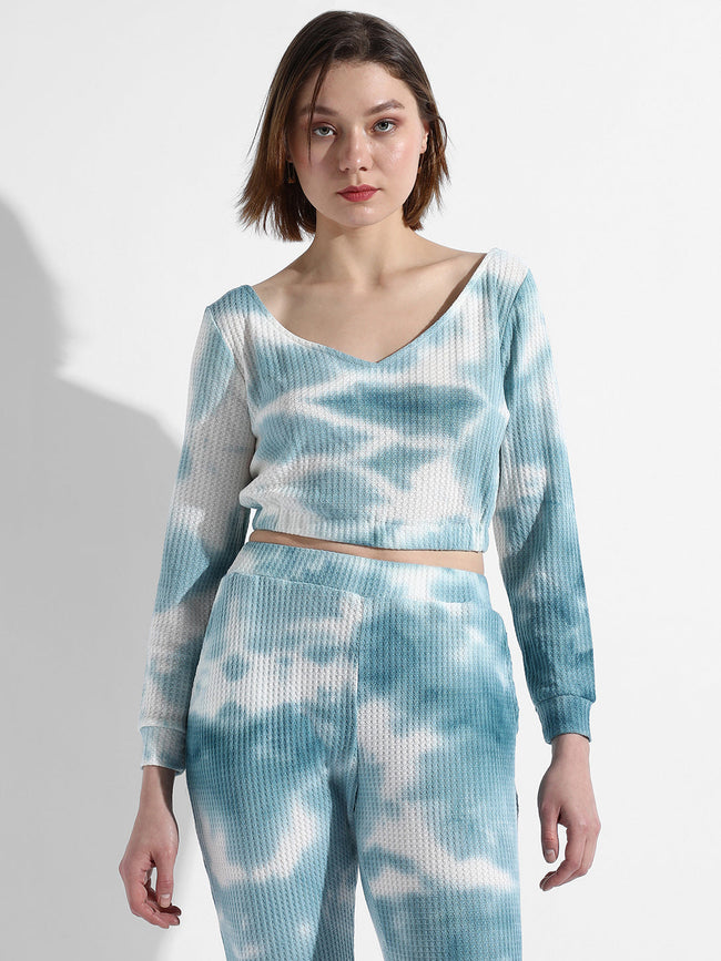 Women Blue Tie-Dye Co-Ords Set