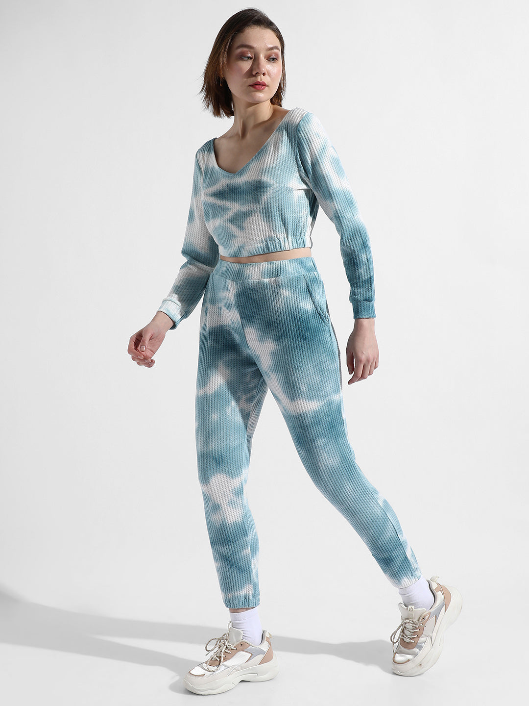 Women Blue Tie-Dye Co-Ords Set