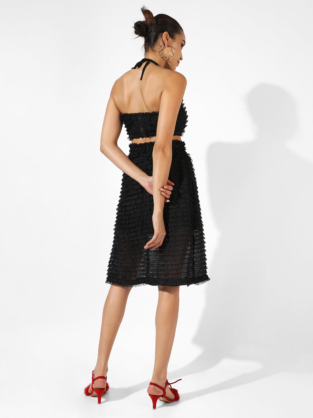 Women Black Solid Regular Fit Co-Ords Set