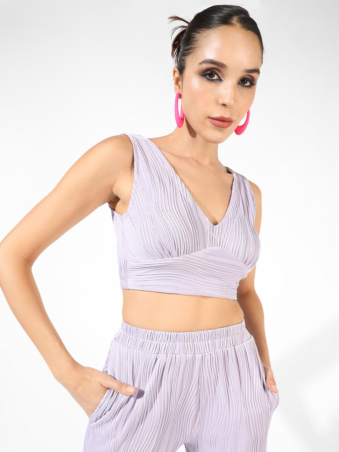 Women Purple Textured Co-Ord Set