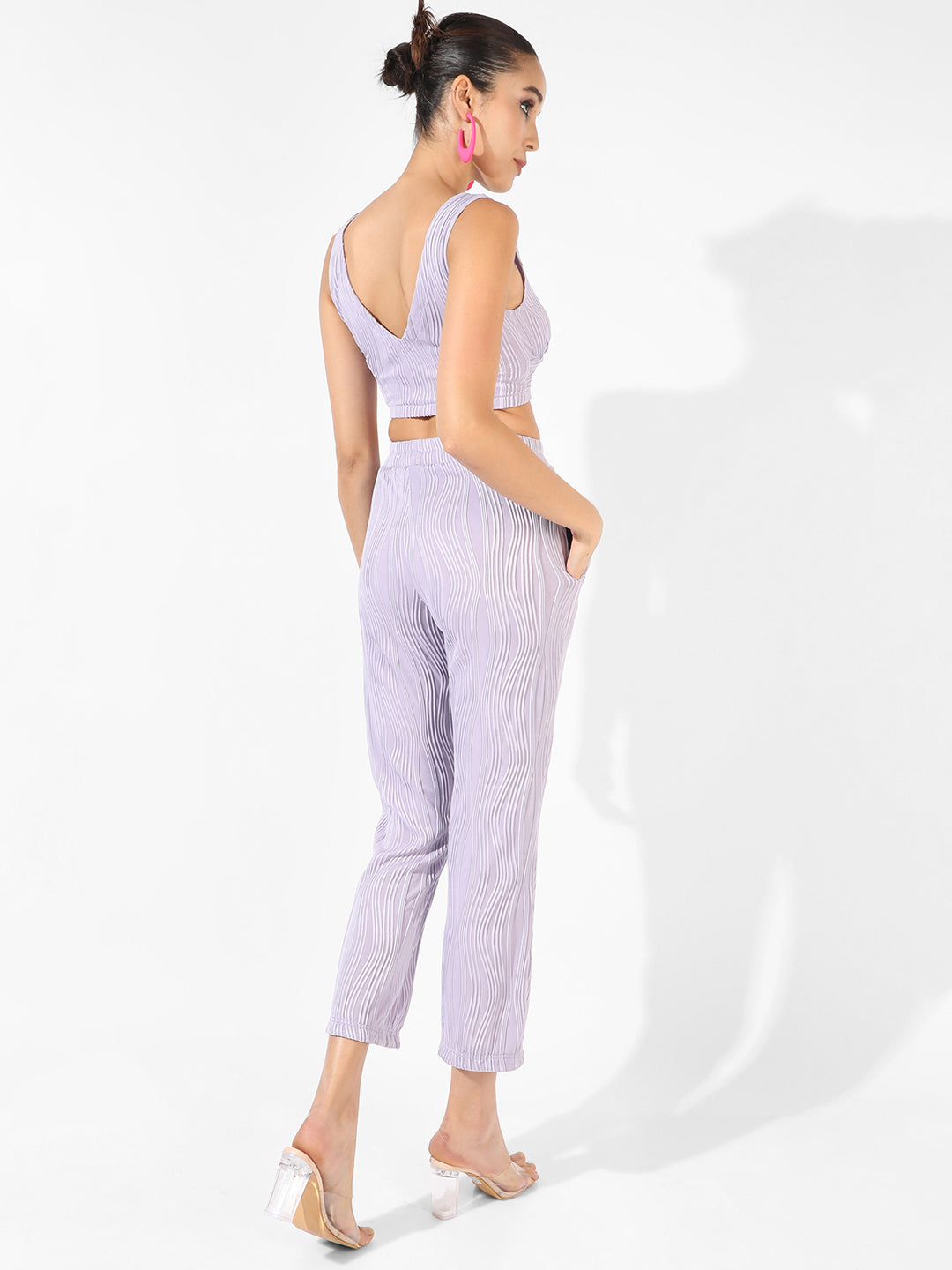 Women Purple Textured Co-Ord Set