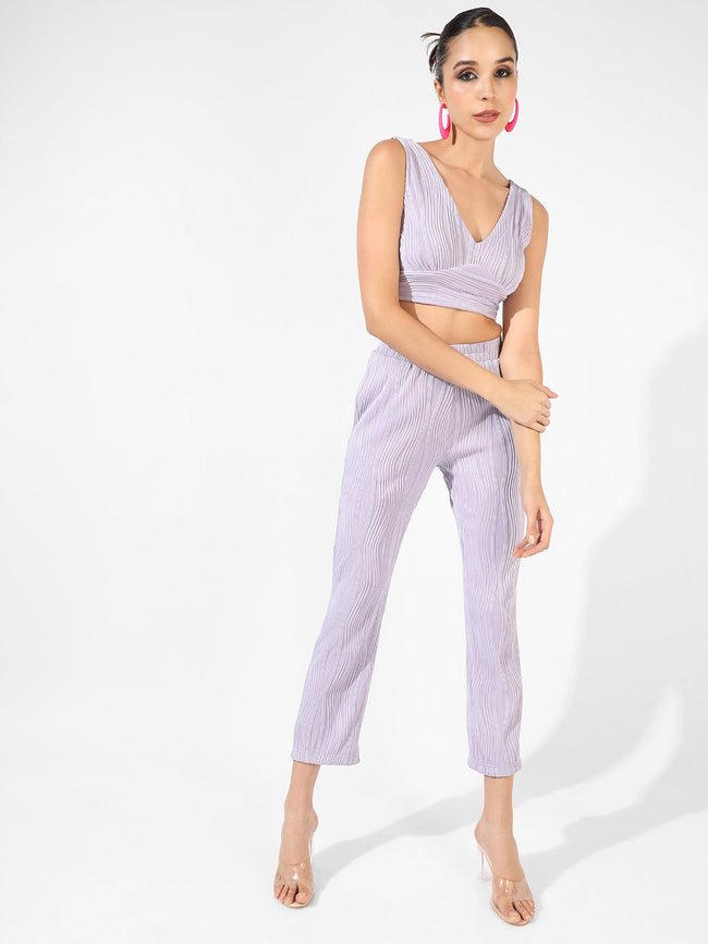 Women Purple Textured Co-Ord Set
