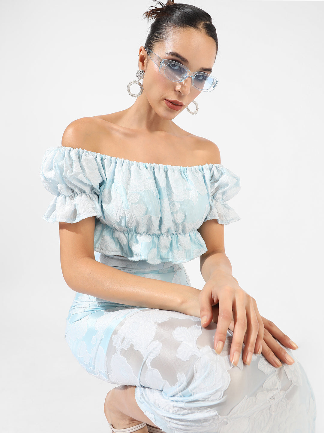 Women Blue Embroidered Co-Ord Set