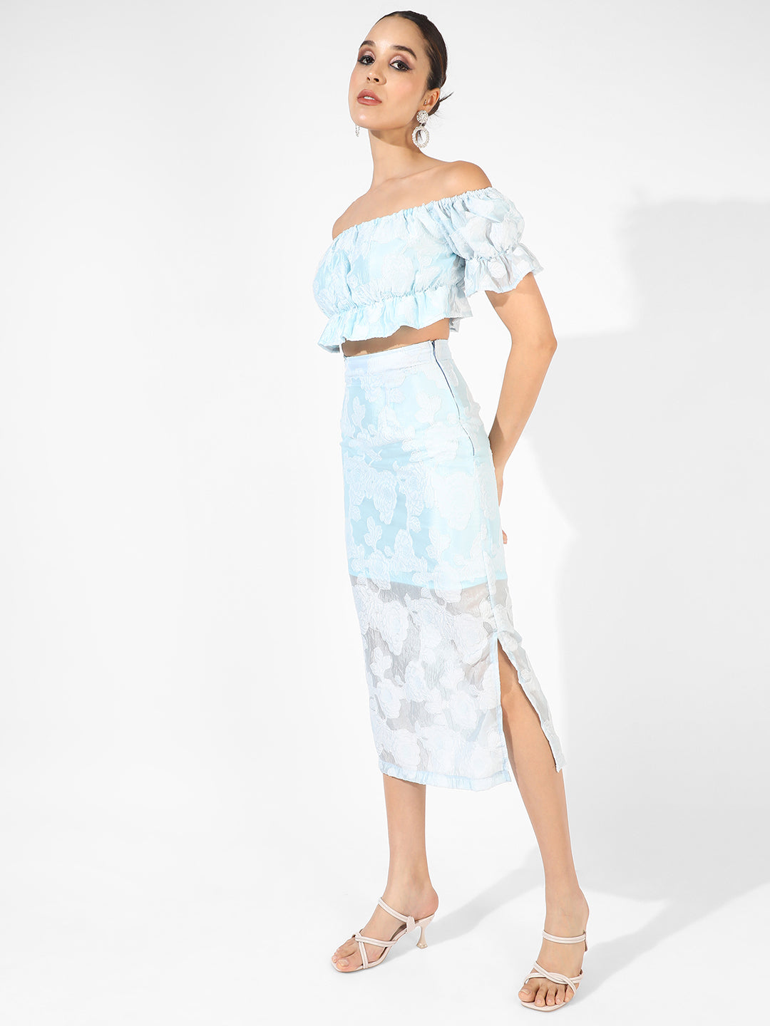 Women Blue Embroidered Co-Ord Set