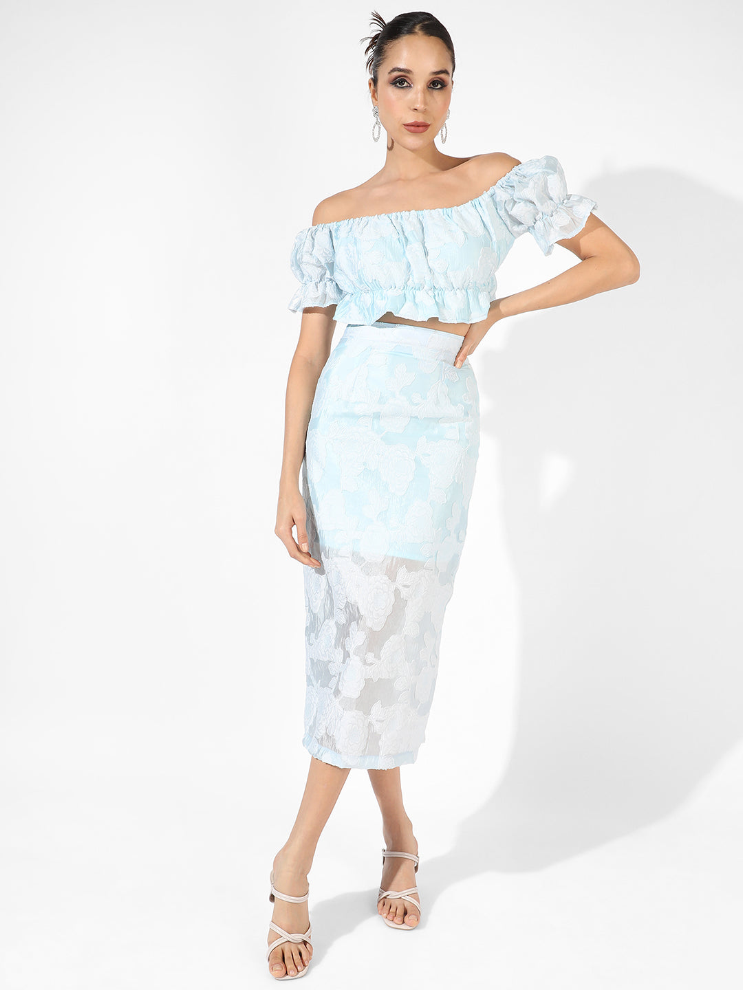 Women Blue Embroidered Co-Ord Set