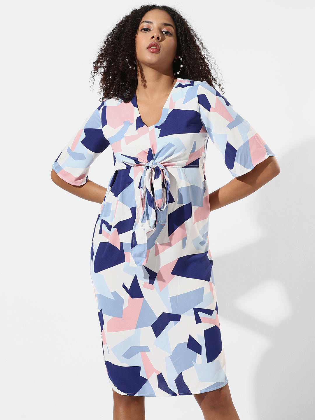 Women Multi Tie-Up Block Dress