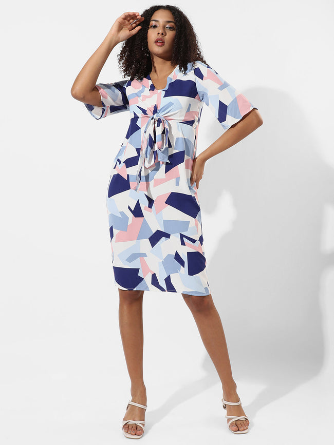 Women Multi Tie-Up Block Dress