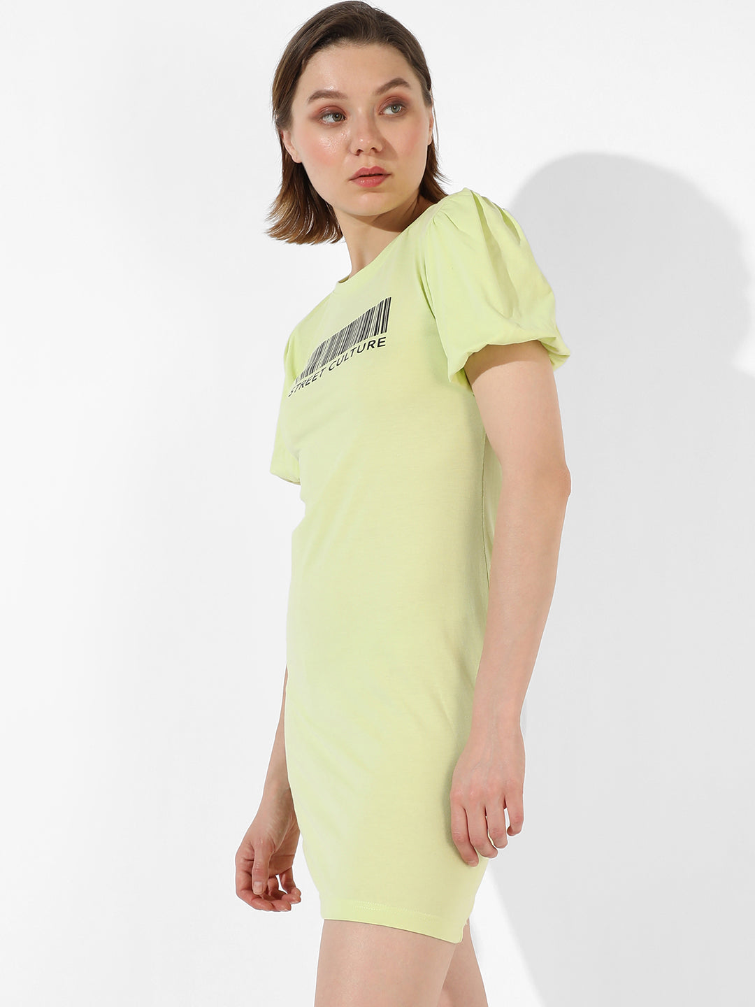 Women Yellow Street Culture Mini Dress