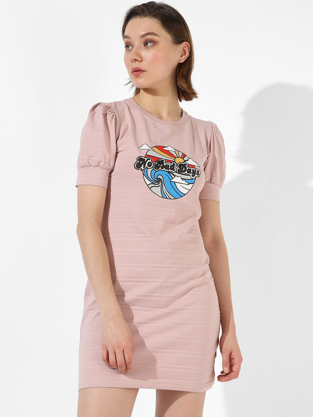 Women Pink Printed T-Shirt Dress