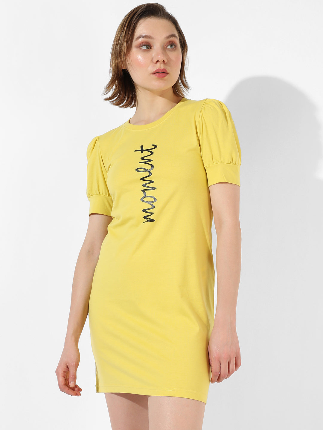 Women Yellow Moment T-Shirt Dress