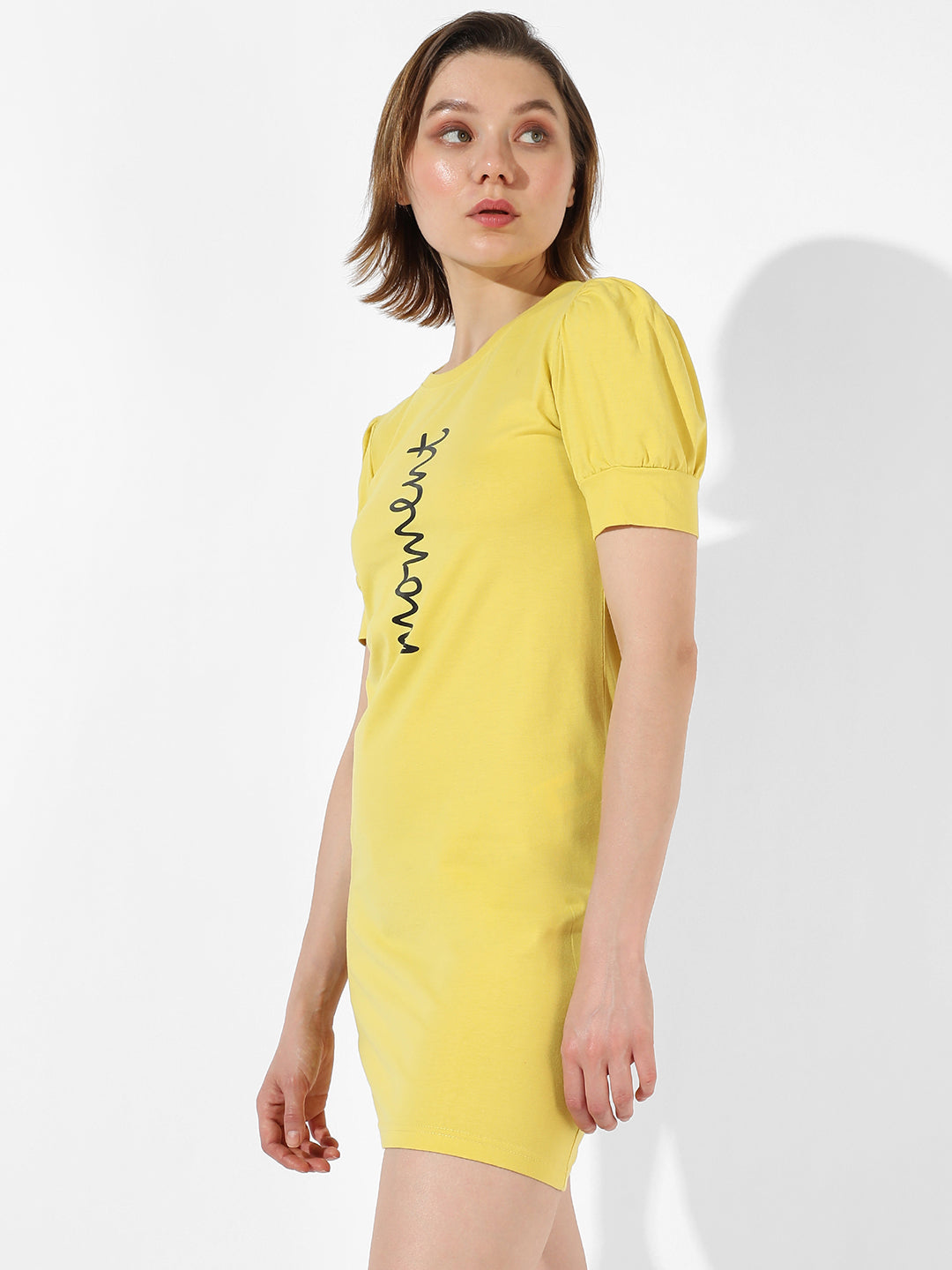 Women Yellow Moment T-Shirt Dress