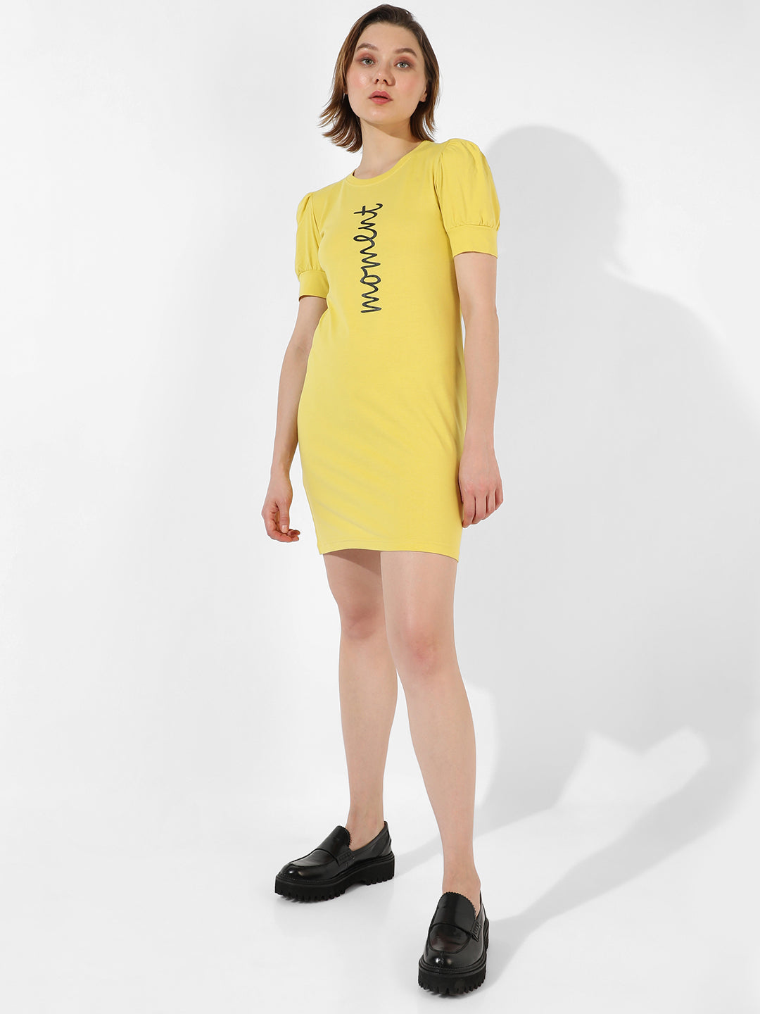 Women Yellow Moment T-Shirt Dress