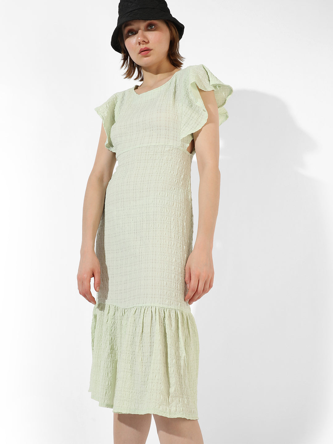 Women Green Cut-Out Midi Dress