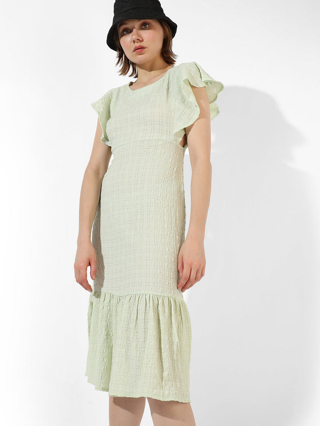 Women Green Cut-Out Midi Dress