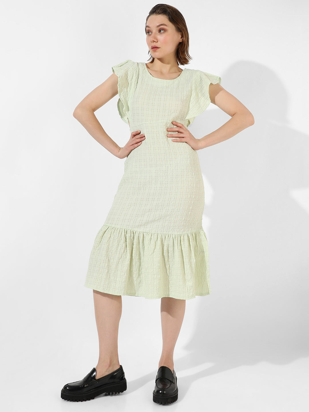 Women Green Cut-Out Midi Dress