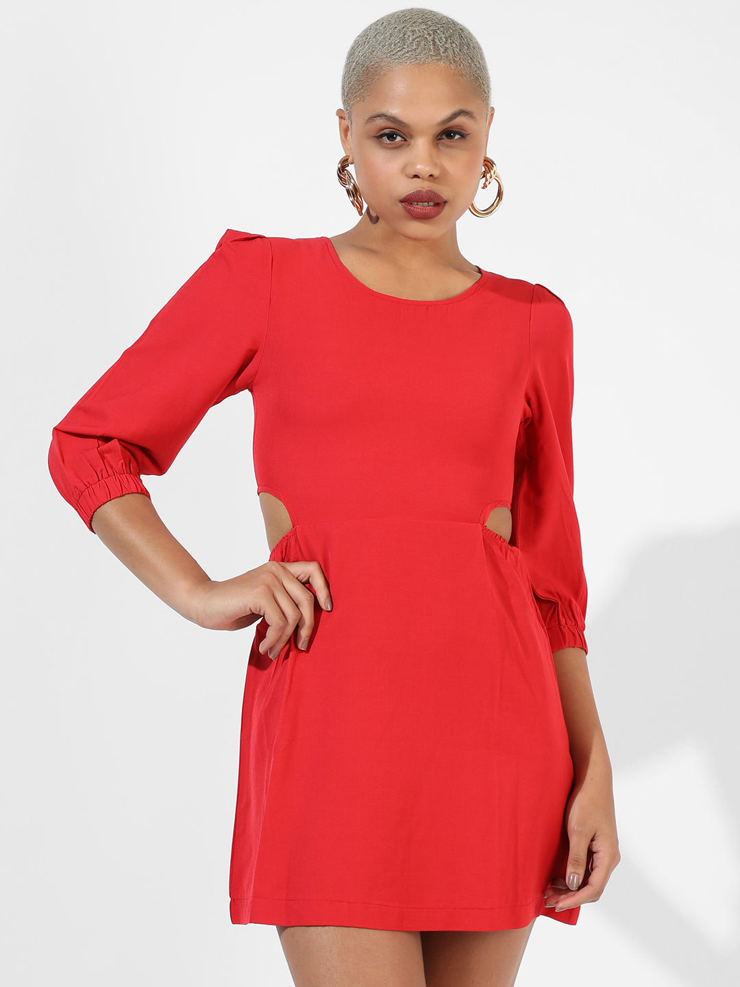 Women Red Cut-Out Mini Dress
