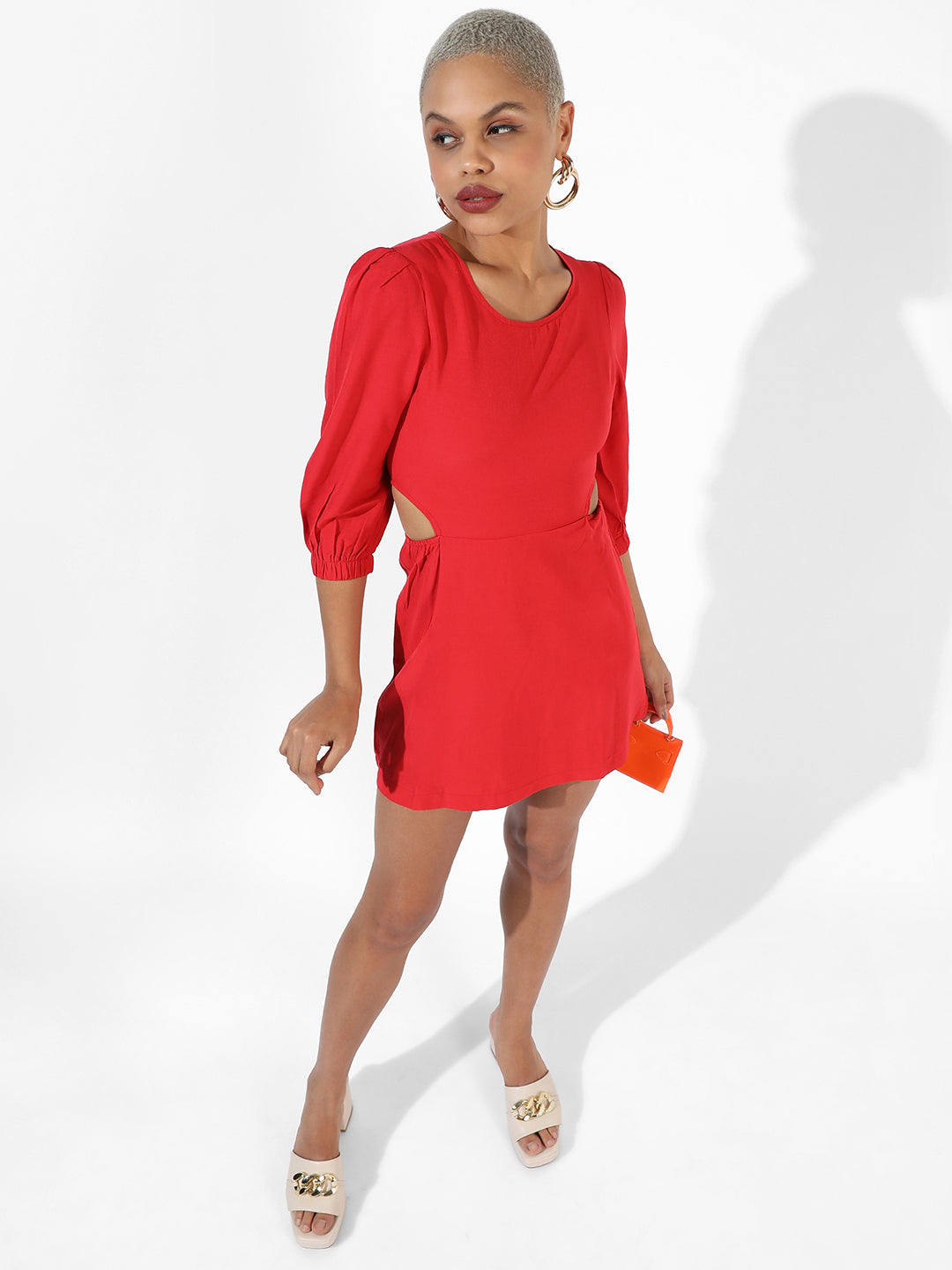 Women Red Cut-Out Mini Dress