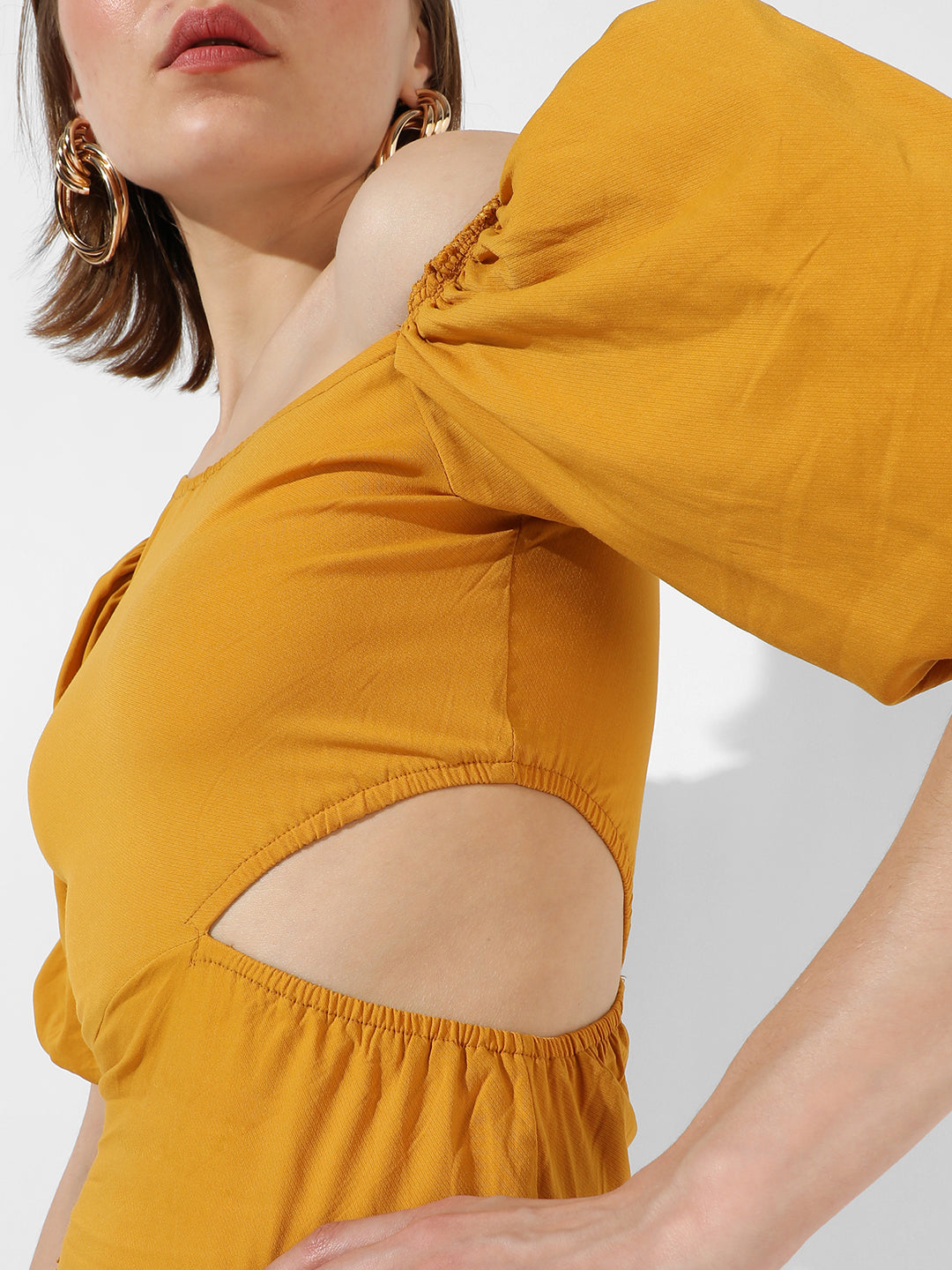 Women Yellow Cut-Out Mini Dress