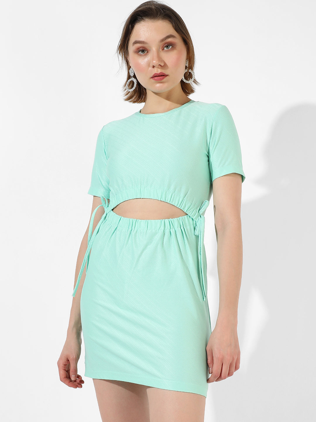 Women Green Cut-Out Knit Dress