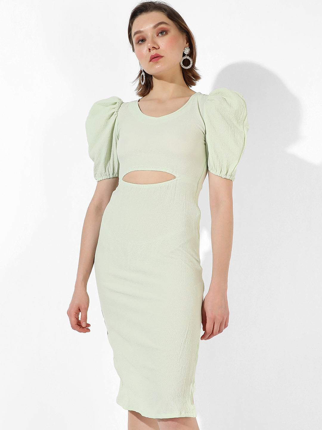Women Green Cutout Midi Dress