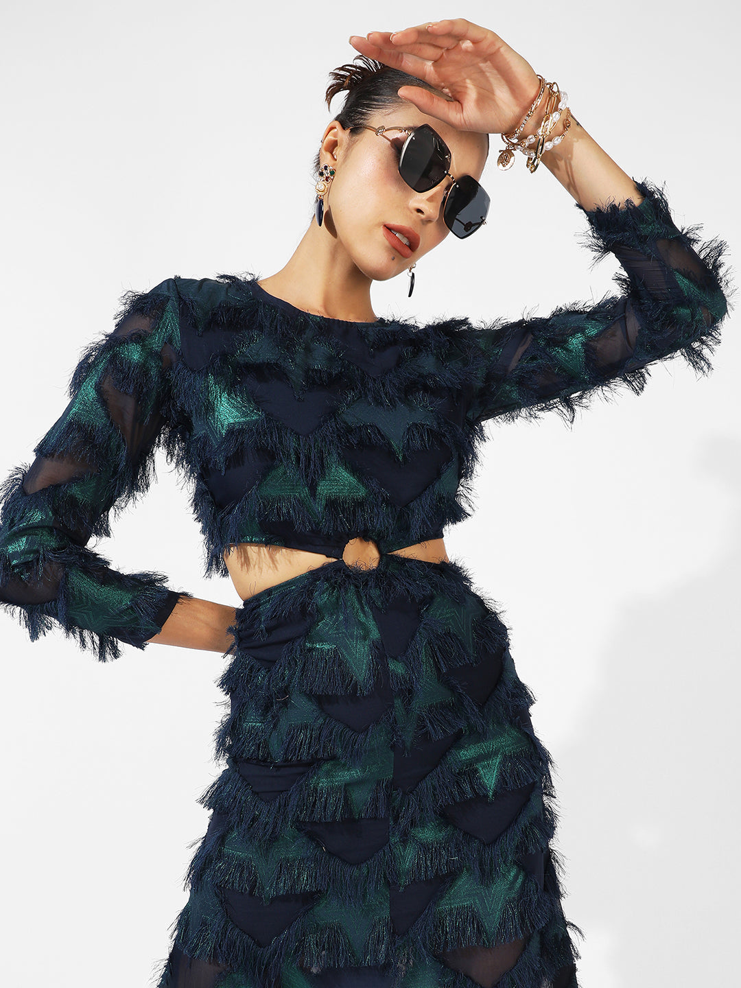 Women Multi Fringe Midi Dress