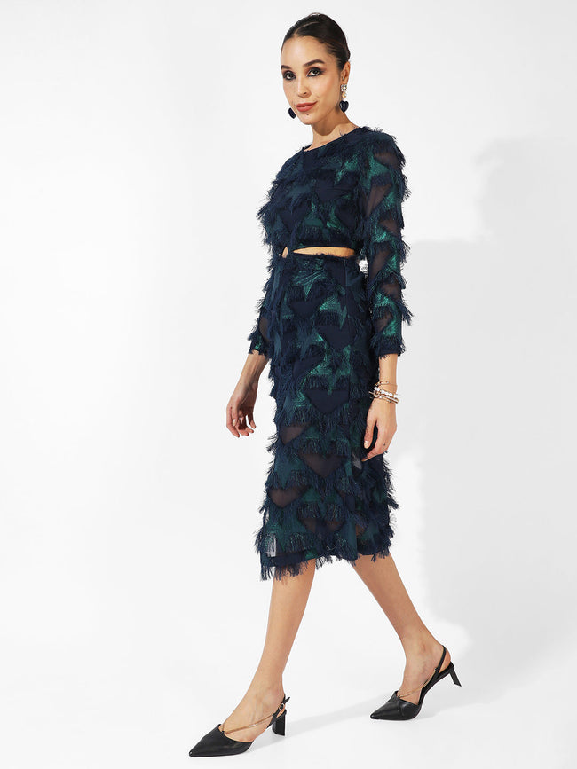 Women Multi Fringe Midi Dress