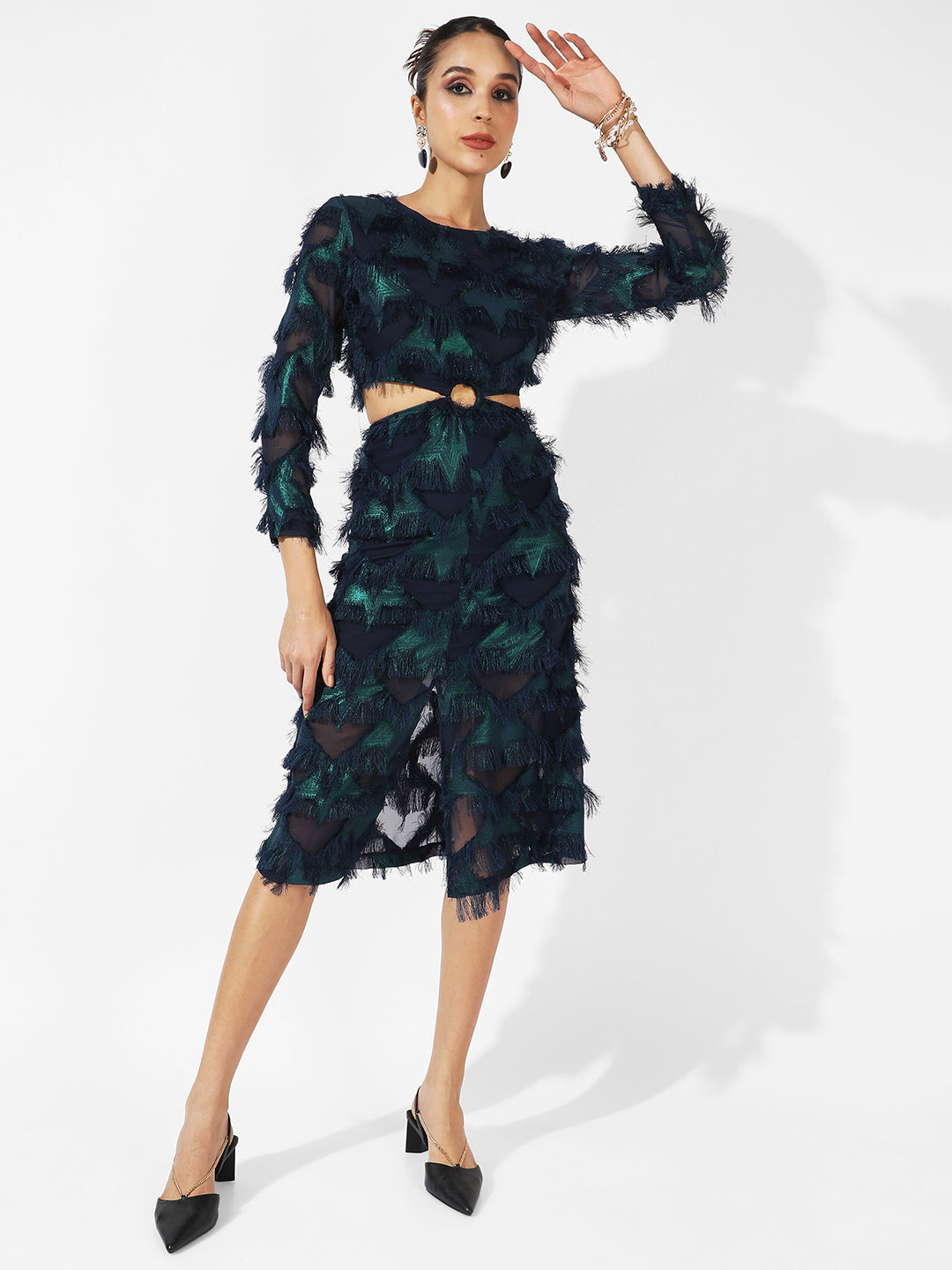 Women Multi Fringe Midi Dress