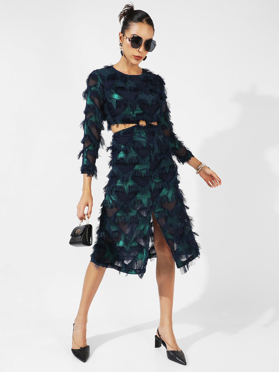 Women Multi Fringe Midi Dress
