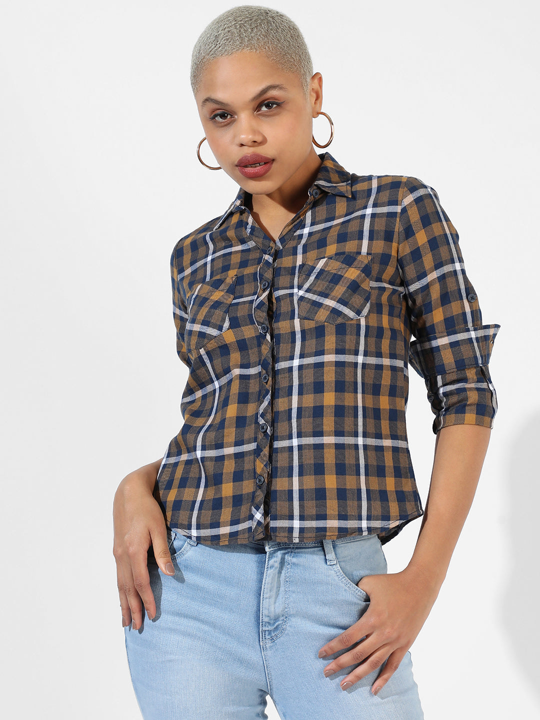 Women Multi Tartan Plaid Shirt