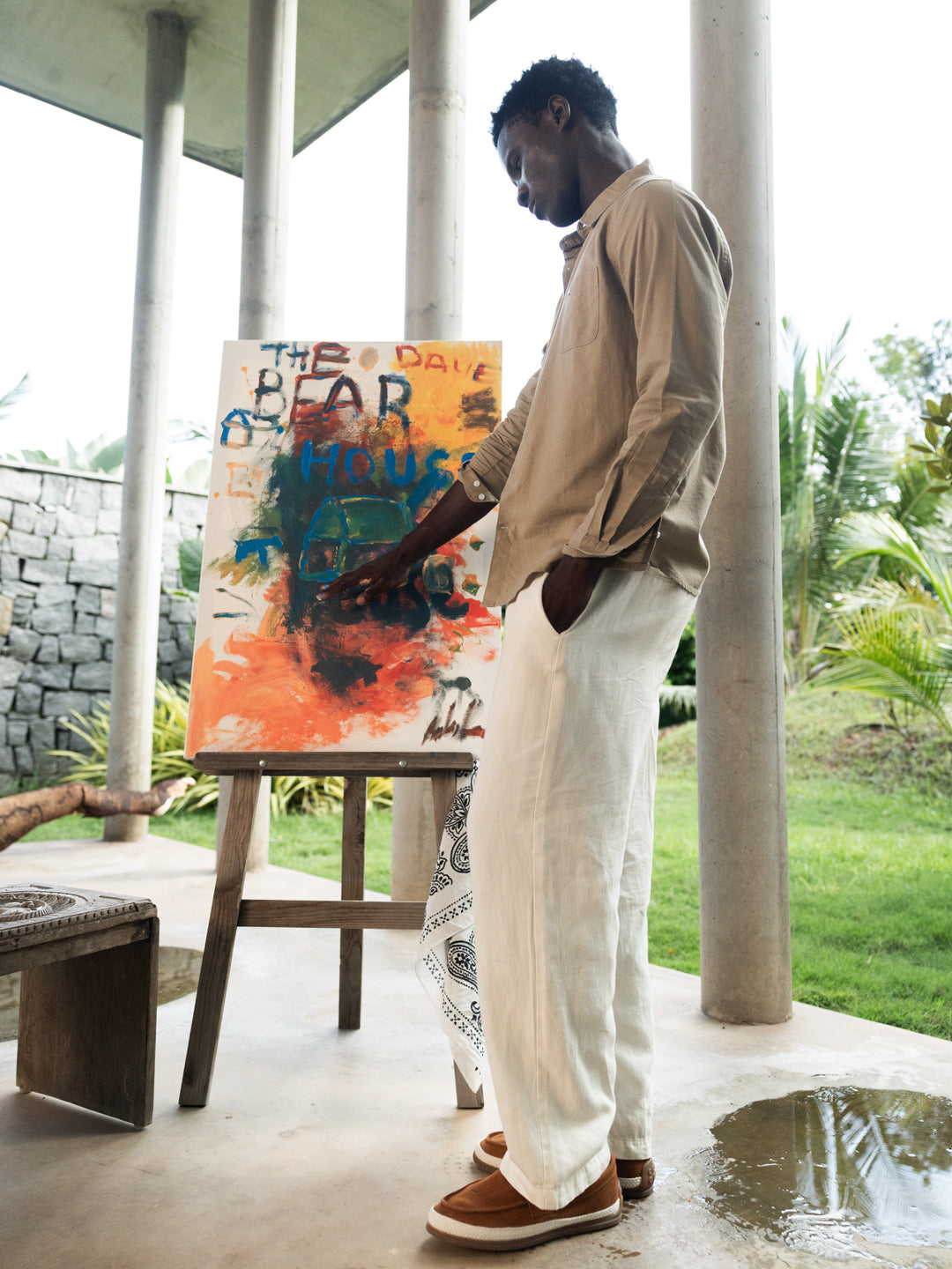 Men Beige Cotton Linen Slim Fit Solid Casual Shirt