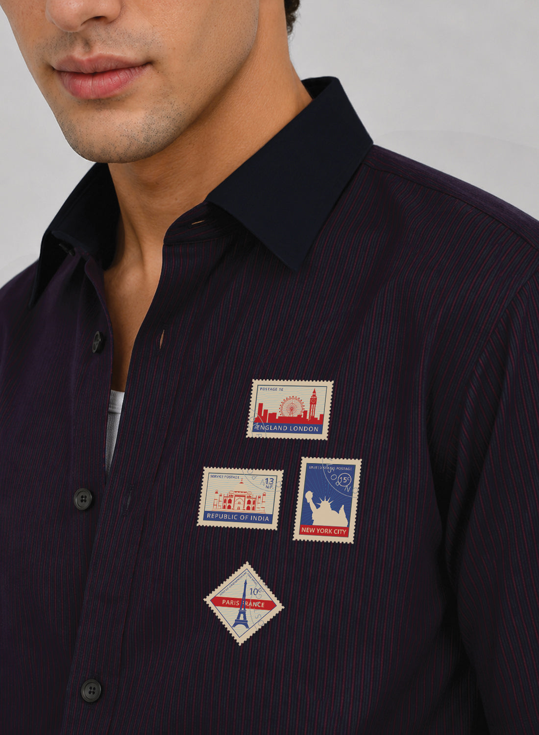 Men Maroon Striped Casual Shirt