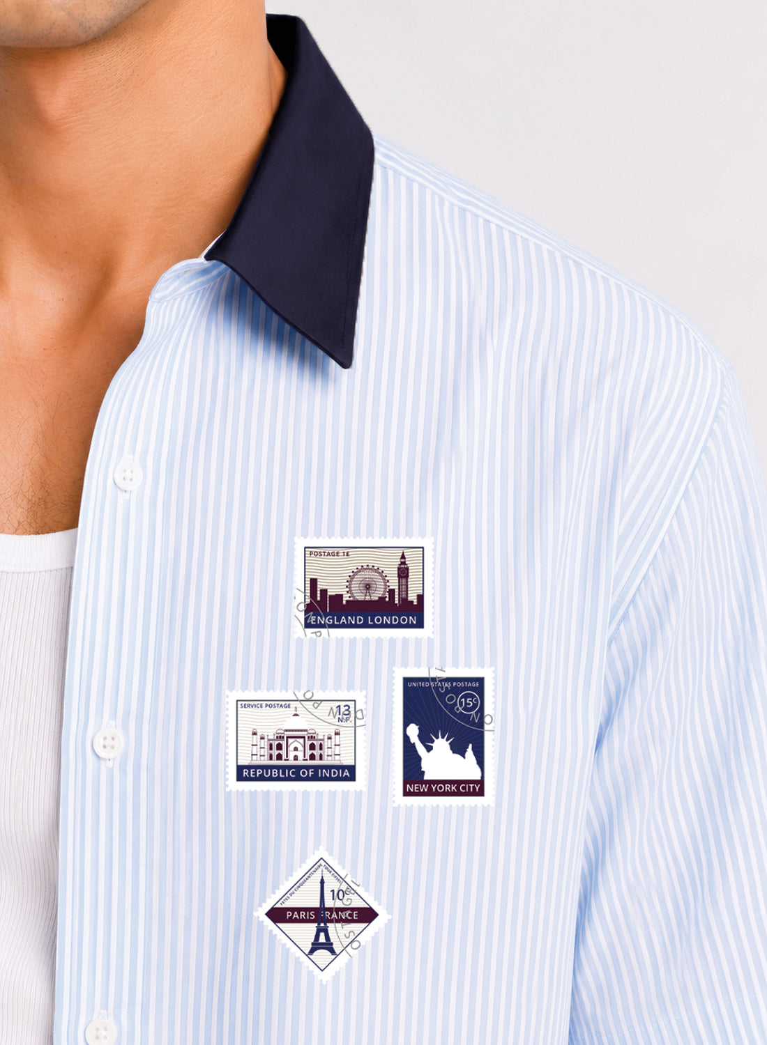 Men Blue Striped Casual Shirt