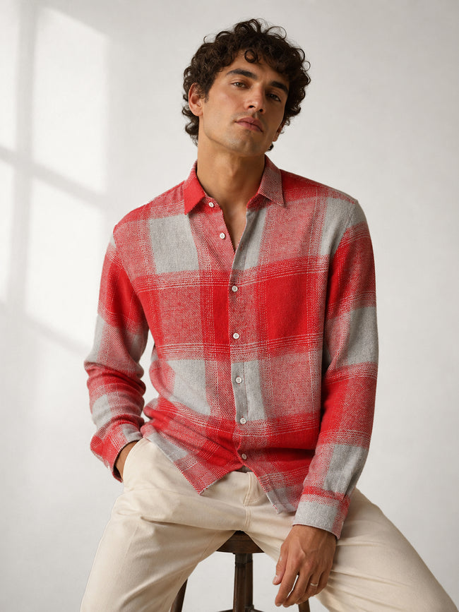 Men Red Buffalo Check Shirt