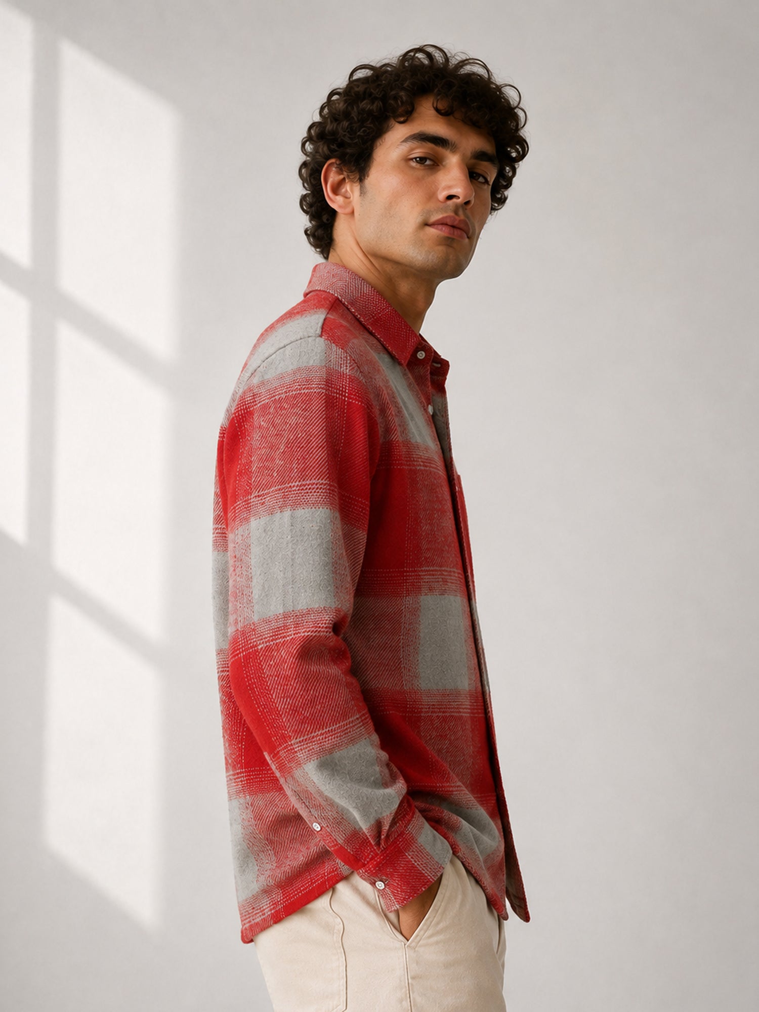 Men Red Buffalo Check Shirt