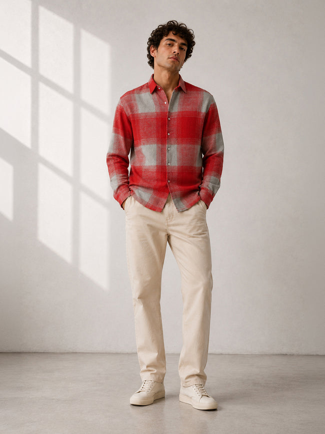 Men Red Buffalo Check Shirt