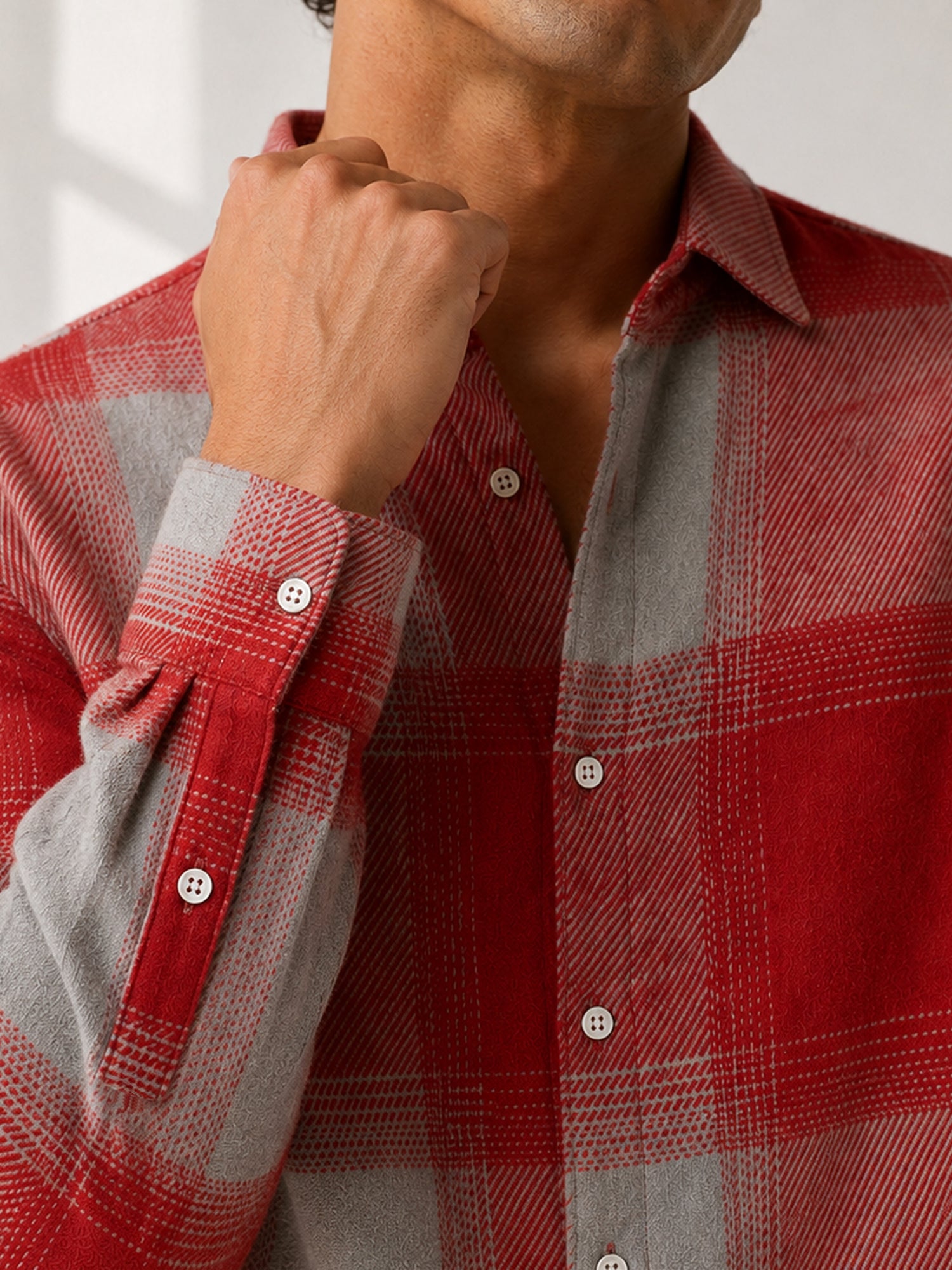Men Red Buffalo Check Shirt