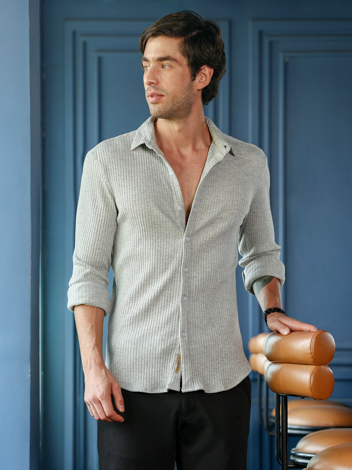 Men Grey Casual Shirt