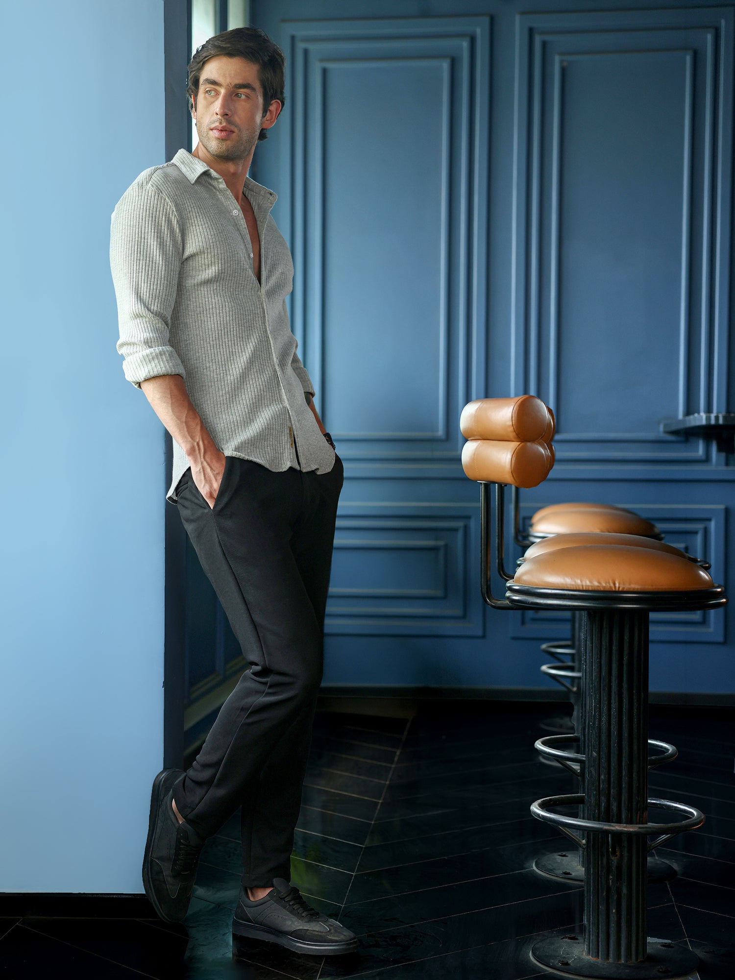 Men Grey Casual Shirt