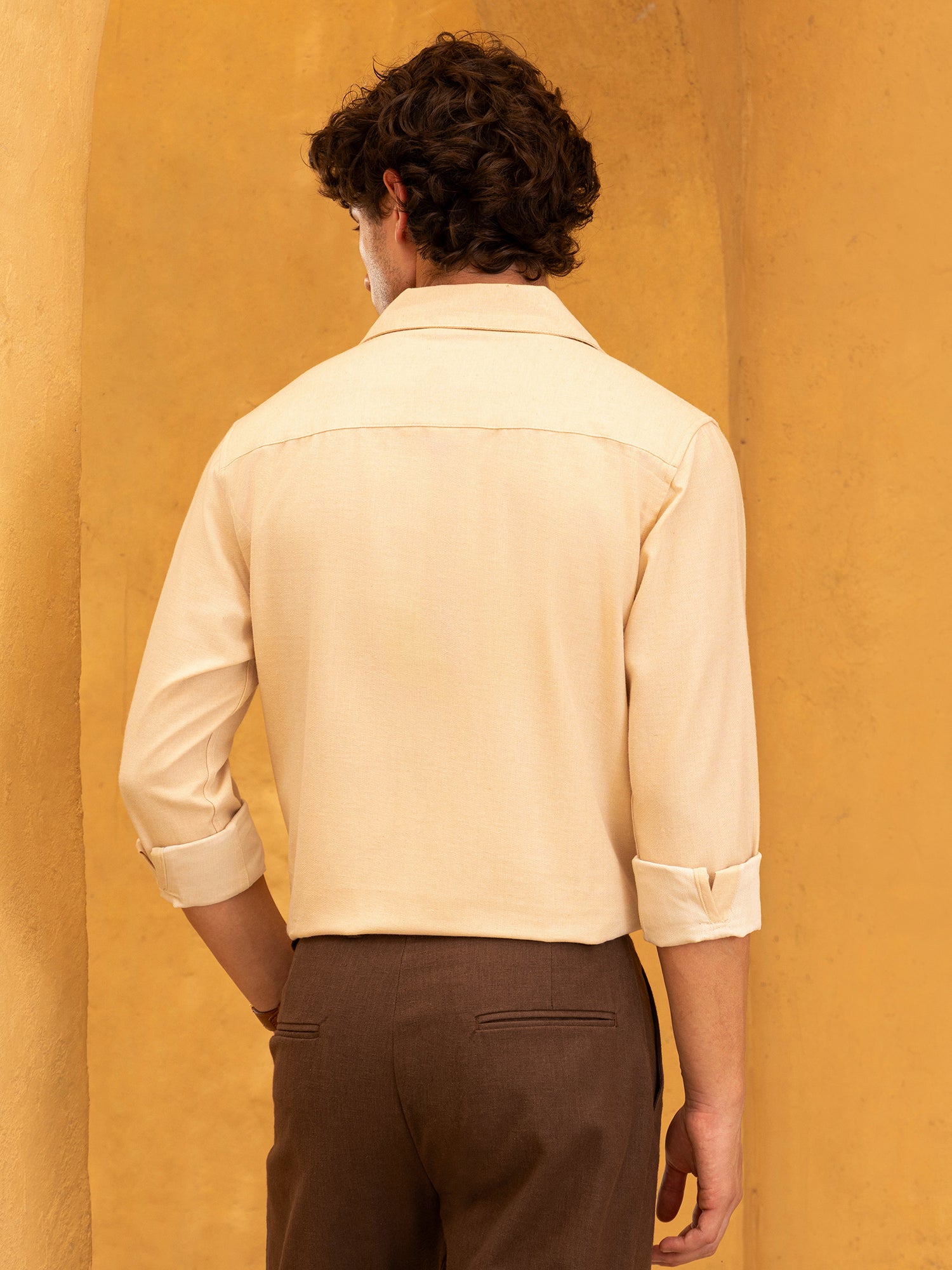 Men Beige Flap pocket Shirt