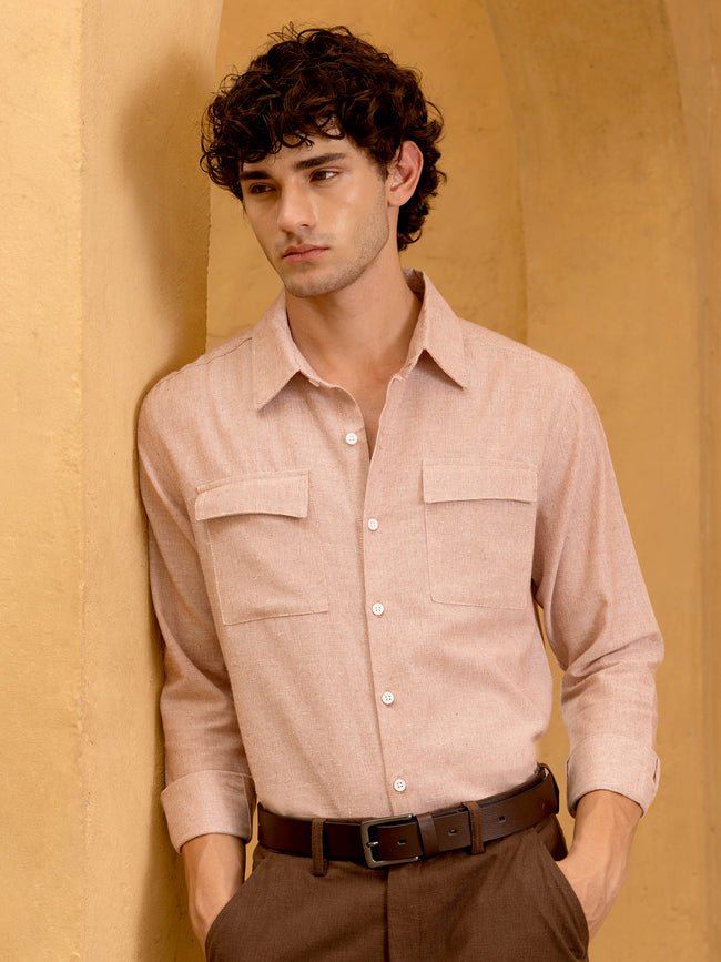 Men Pink Flap pocket Shirt