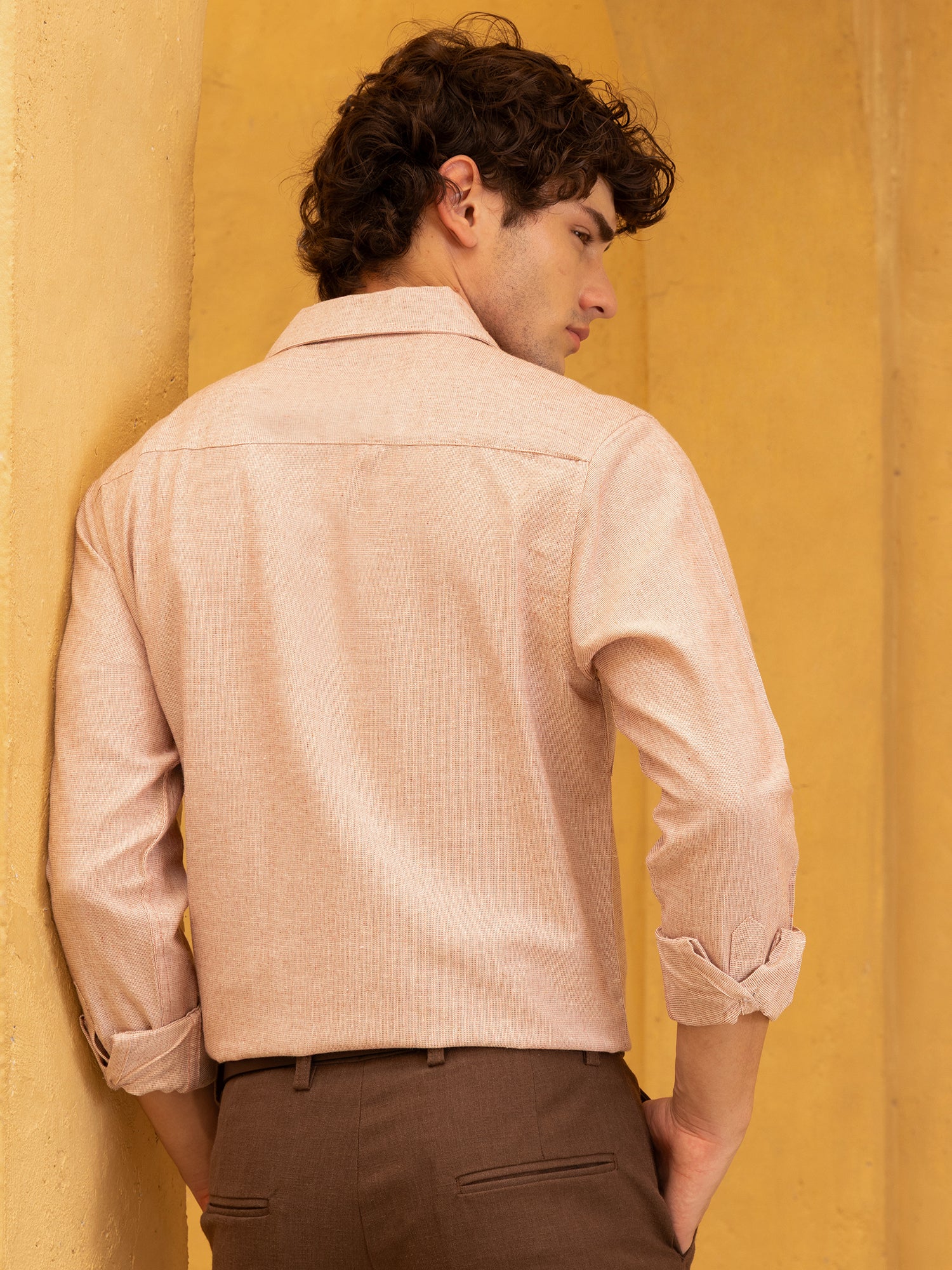 Men Pink Flap pocket Shirt