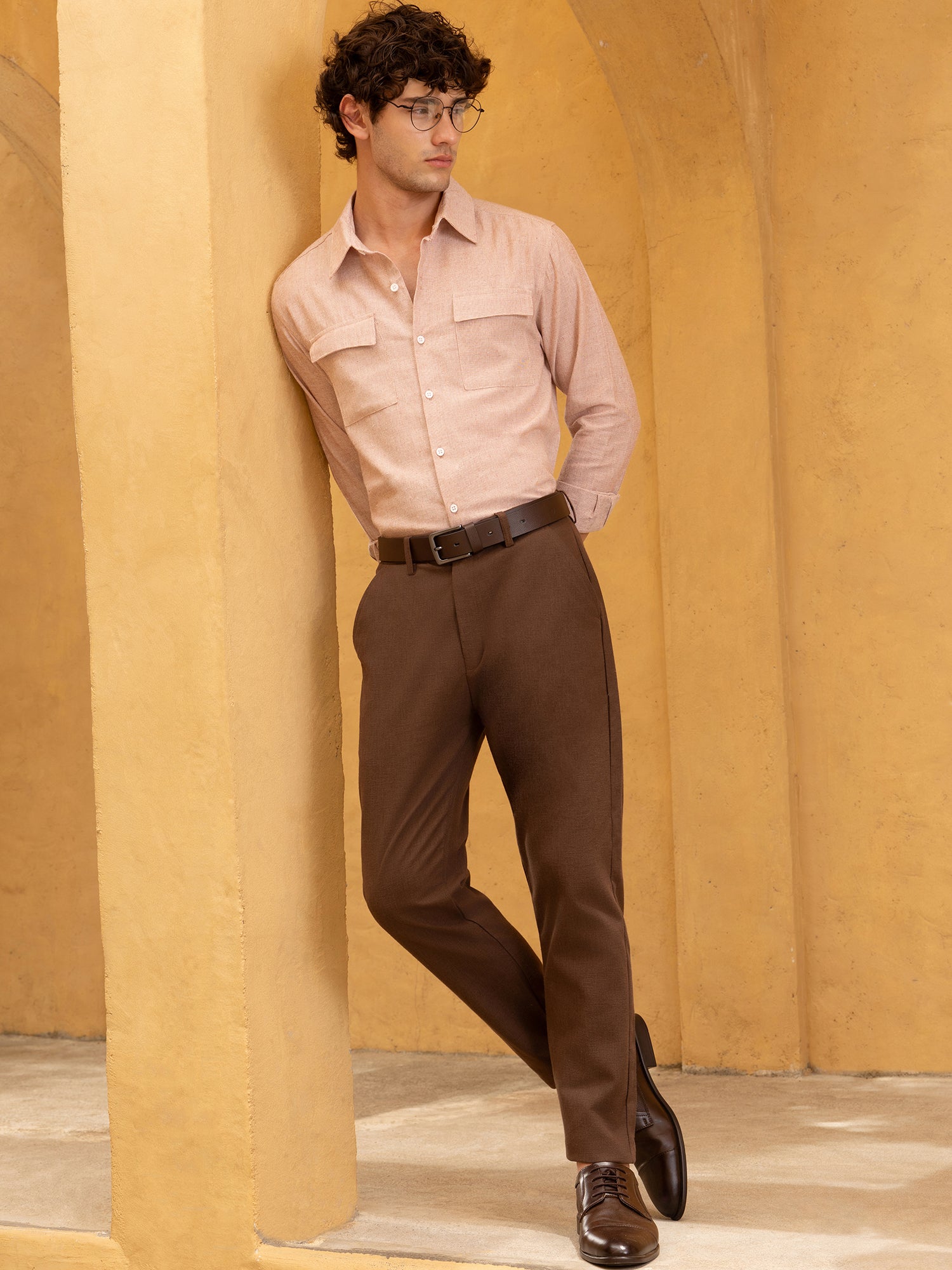 Men Pink Flap pocket Shirt