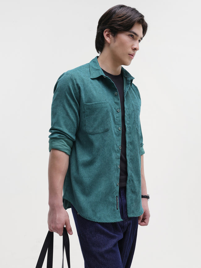 Men Green Corduroy Shirt