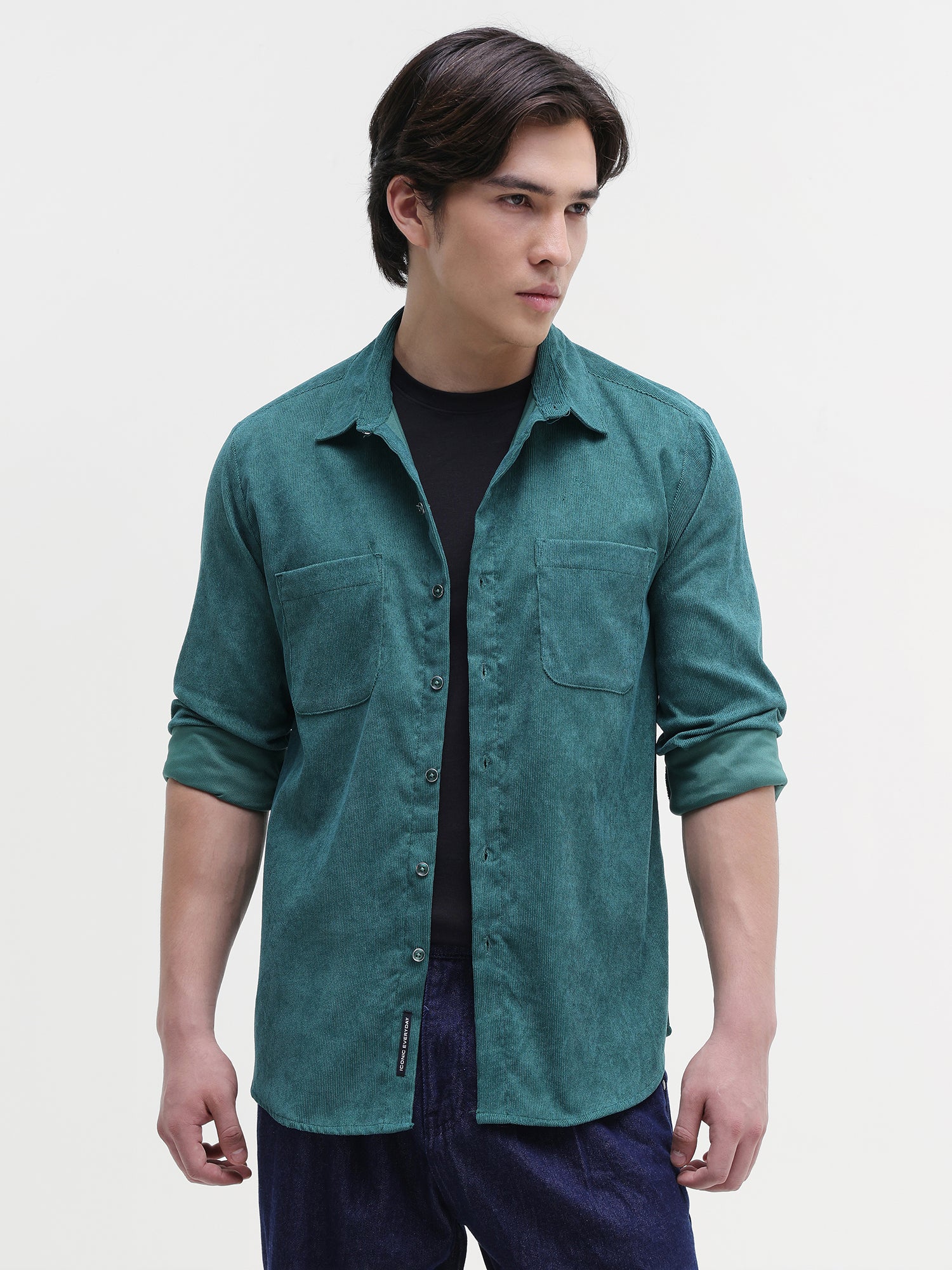 Men Green Corduroy Shirt