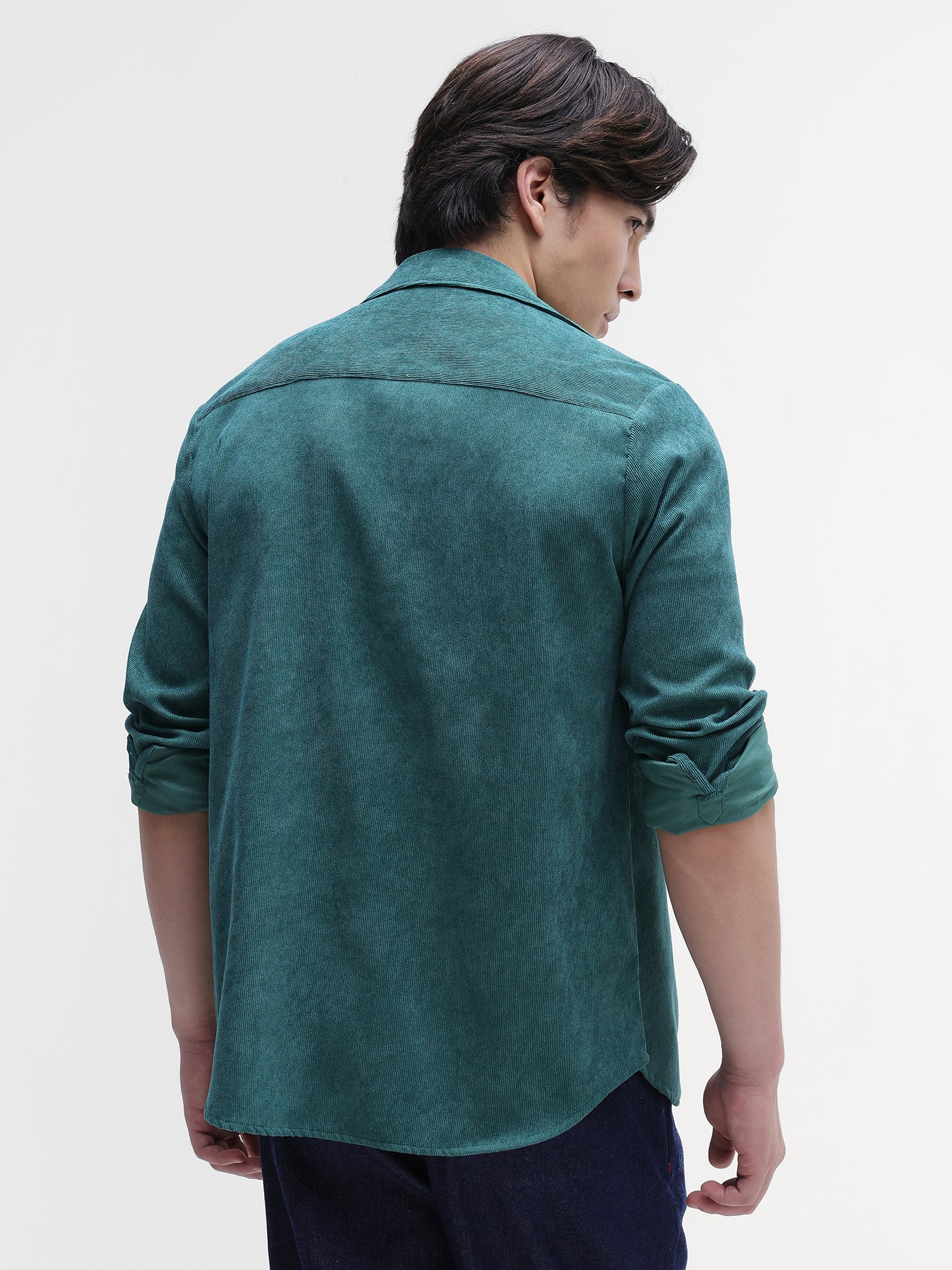Men Green Corduroy Shirt