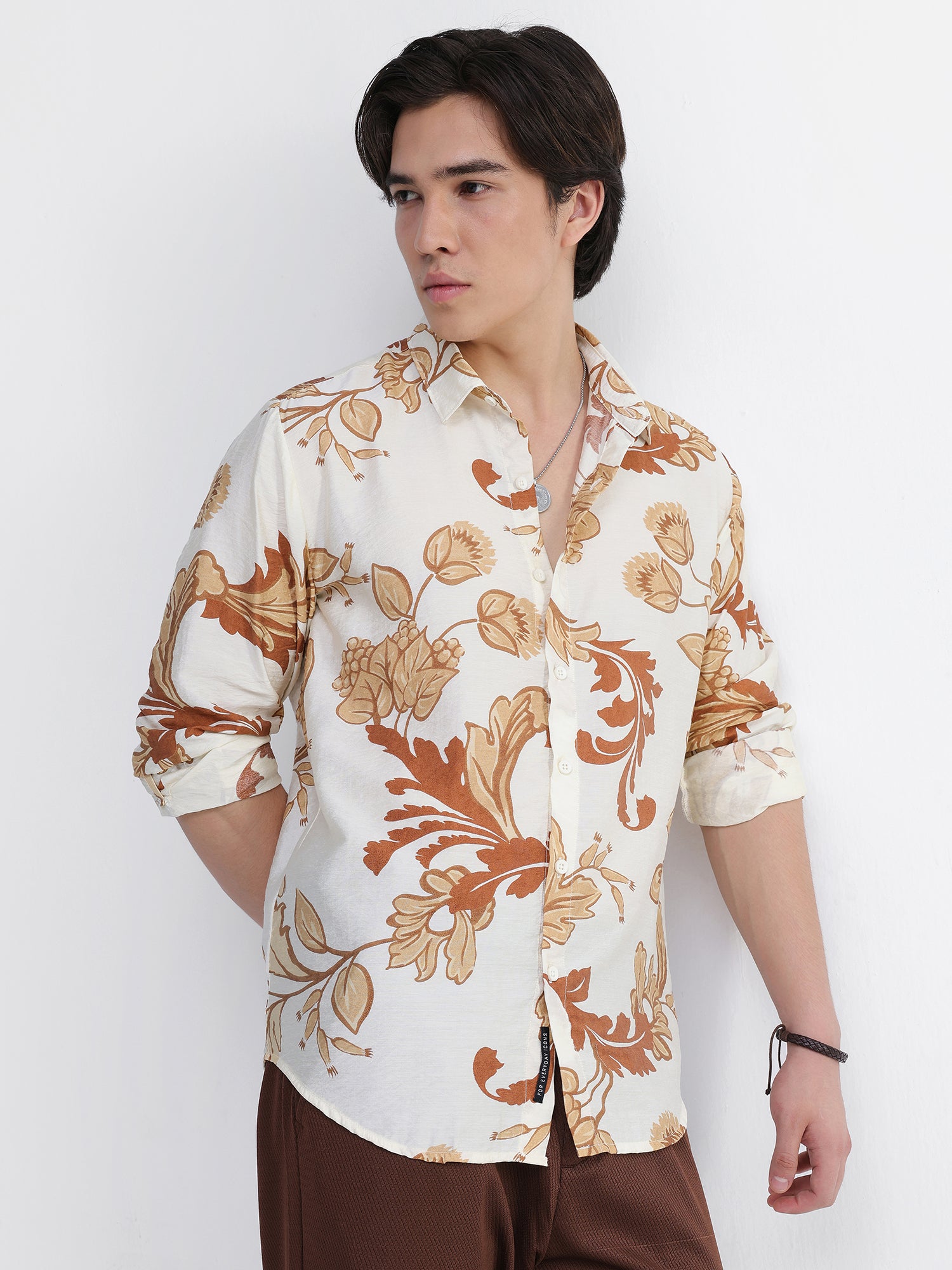 Men White All over Print Shirt