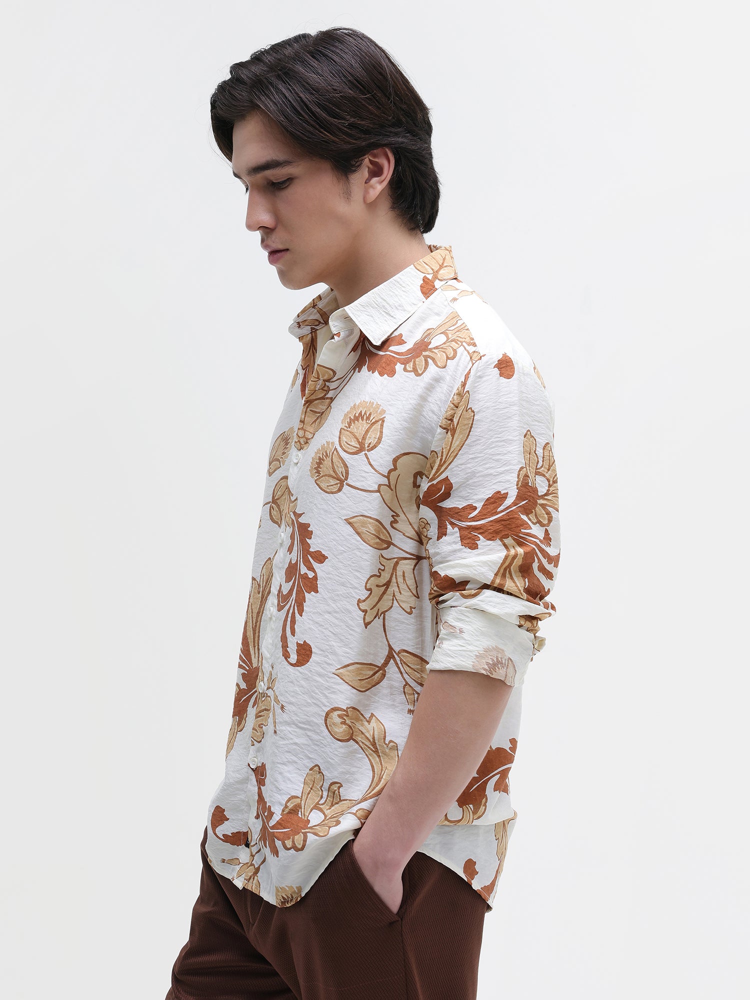 Men White All over Print Shirt